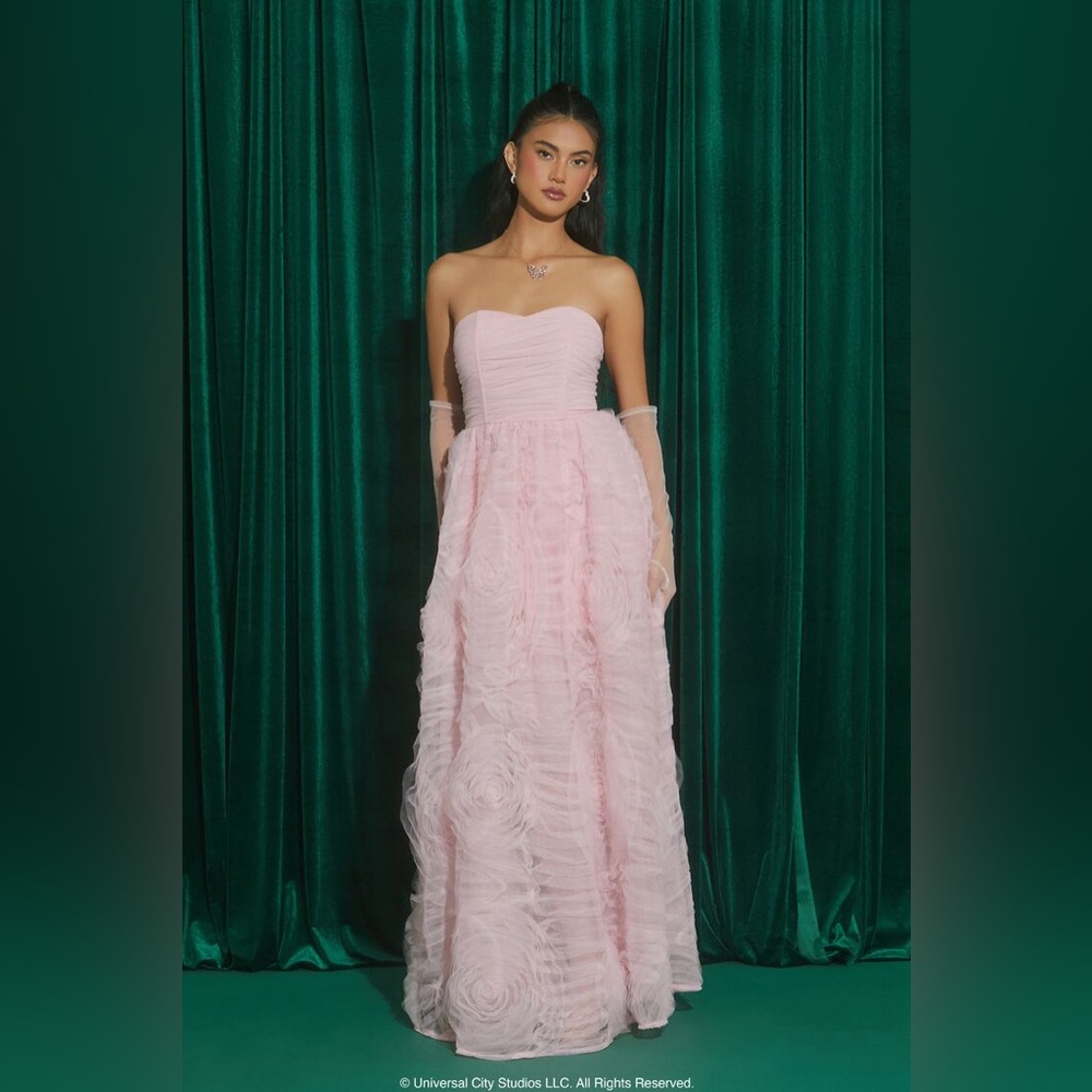 Forever 21 x Wicked Pink Strapless Maxi Dress NWT Glinda Gown Medium Viral